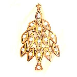 Vintage LIA LIANNA Signed Christmas Tree Brooch Holiday Pin